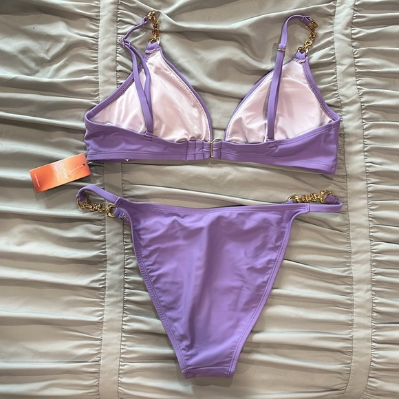 Cupshe x JoJo Purple O-Ring Bikini Top & High-Cut Bottoms Set - Picture 2 of 5